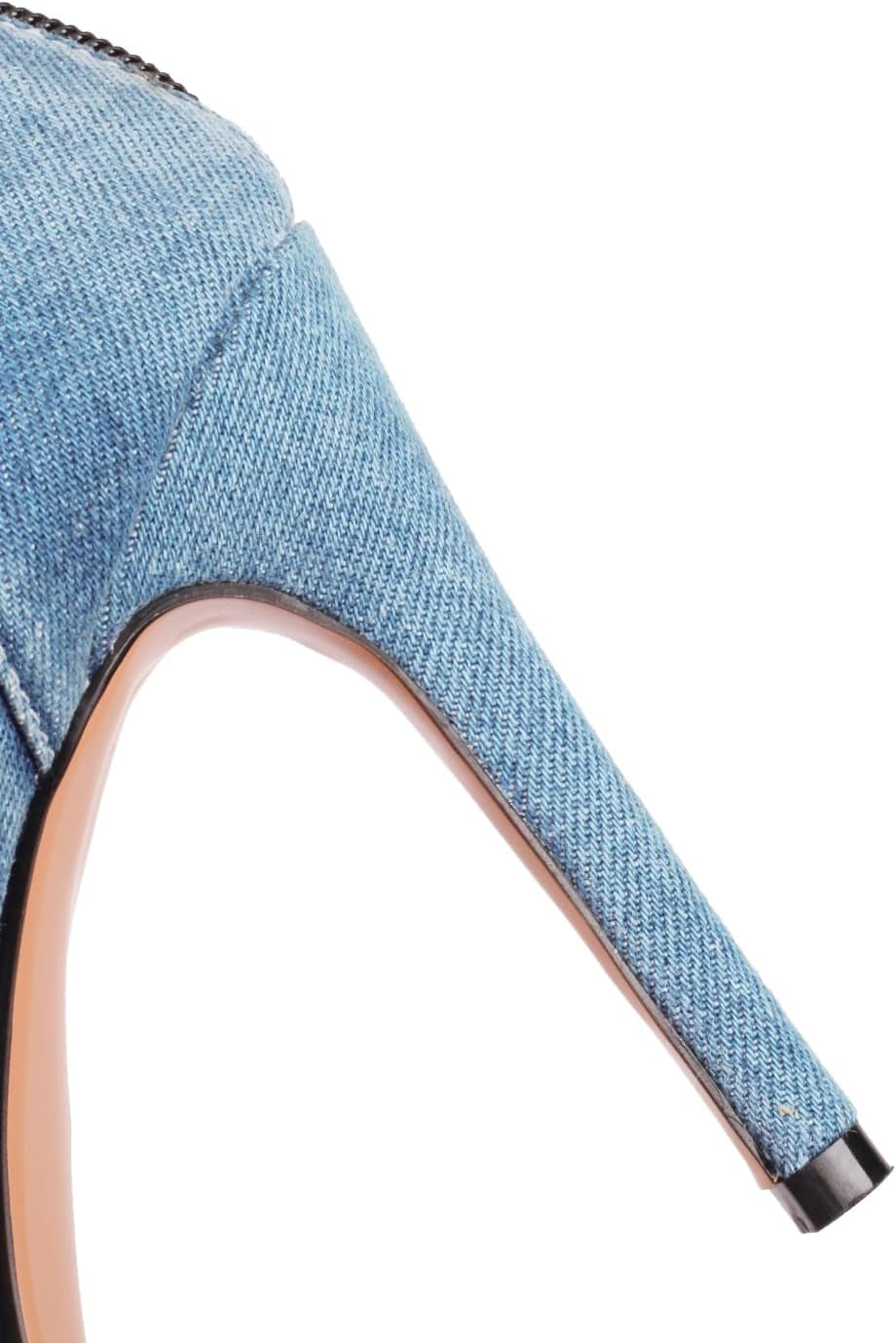 Women'S Peep Toe Ankle Strap Stiletto High Heel Denim Sandals